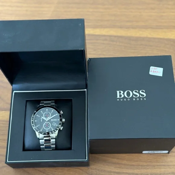 Hugo Boss Allure Chronograph Black Dial Stainless Steel Bracelet Watch | 44mm - Picture 13 of 13